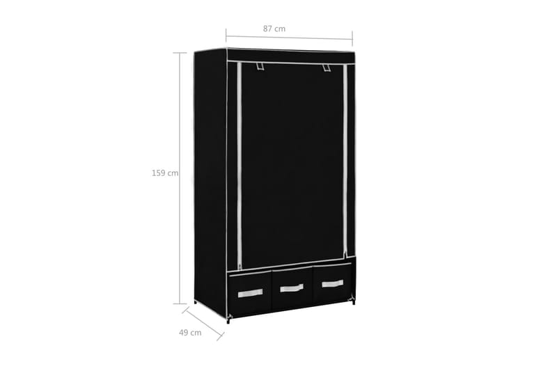 Klædeskab 87 X 49 X 159 Cm Stof Sort - Sort - Opbevaring - Tøjopbevaring - Garderobeskabe