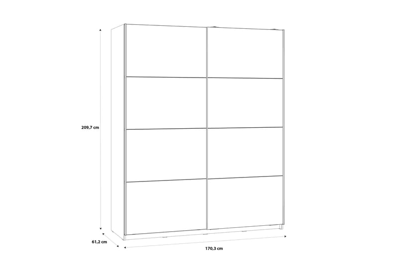 Kocherinovo Garderobe 62x171 cm - Brun/Grå - Opbevaring - Tøjopbevaring - Garderobeskabe