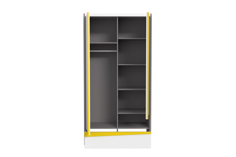 Koziakas Garderobe 53x105 cm - Grå/Hvid/Gul - Opbevaring - Tøjopbevaring - Garderobeskabe