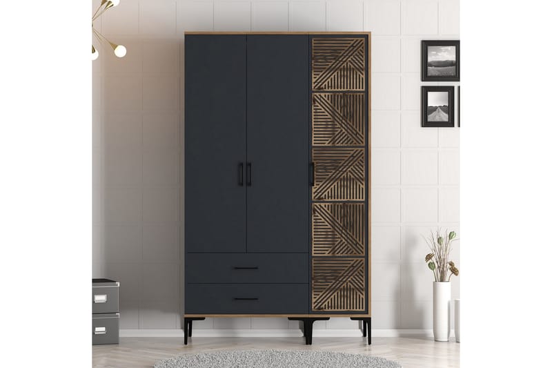 Kumsal Garderobe 120 cm - Antracit - Opbevaring - Tøjopbevaring - Garderobeskabe