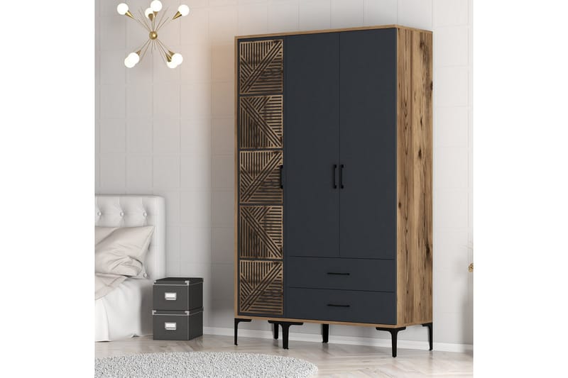 Kumsal Garderobe 120 cm - Antracit - Opbevaring - Tøjopbevaring - Garderobeskabe