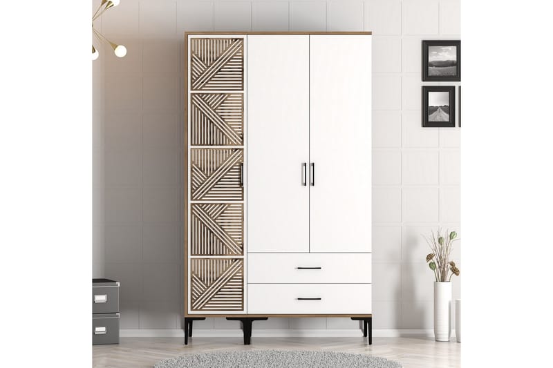 Kumsal Garderobe 120 cm - Brun/Hvid - Opbevaring - Tøjopbevaring - Garderobeskabe