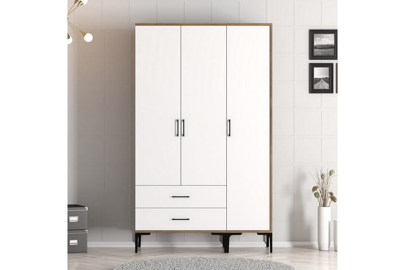 Kumsal Garderobe 120 cm - Brun/Hvid - Opbevaring - Tøjopbevaring - Garderobeskabe