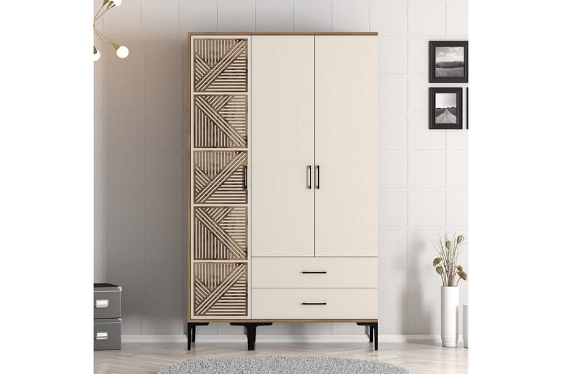 Kumsal Garderobe 120 cm - Cream - Opbevaring - Tøjopbevaring - Garderobeskabe