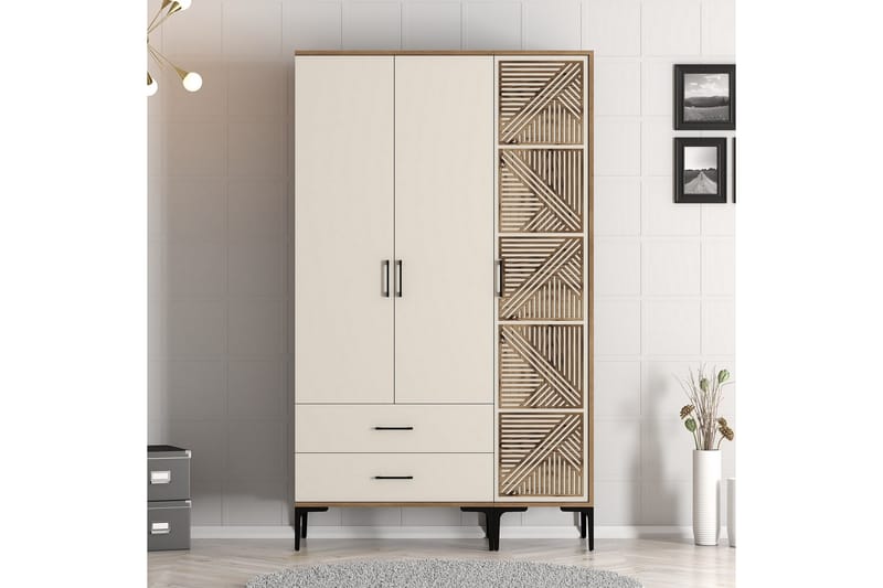 Kumsal Garderobe 120 cm - Cream - Opbevaring - Tøjopbevaring - Garderobeskabe