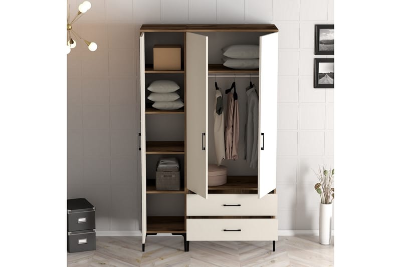 Kumsal Garderobe 120 cm - Cream - Opbevaring - Tøjopbevaring - Garderobeskabe