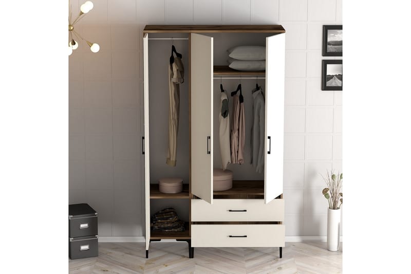 Kumsal Garderobe 120 cm - Cream - Opbevaring - Tøjopbevaring - Garderobeskabe