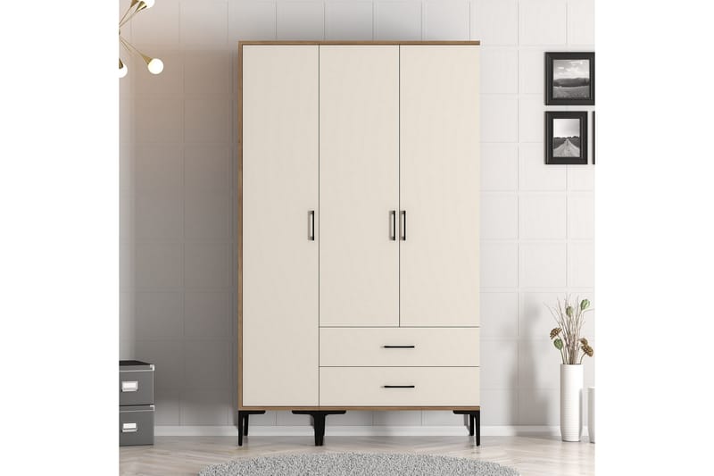 Kumsal Garderobe 120 cm - Cream - Opbevaring - Tøjopbevaring - Garderobeskabe