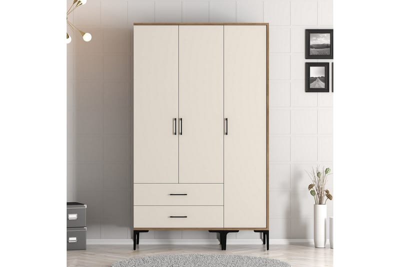 Kumsal Garderobe 120 cm - Cream - Opbevaring - Tøjopbevaring - Garderobeskabe