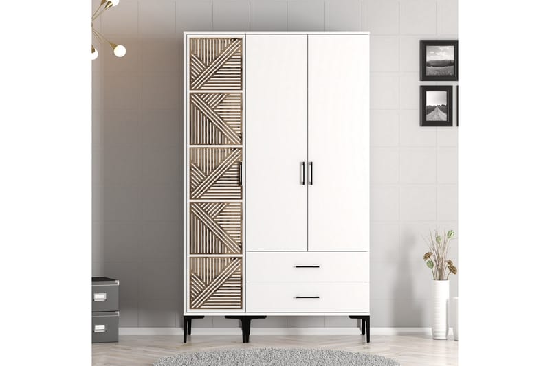 Kumsal Garderobe 120 cm - Hvid - Opbevaring - Tøjopbevaring - Garderobeskabe