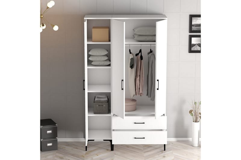 Kumsal Garderobe 120 cm - Hvid - Opbevaring - Tøjopbevaring - Garderobeskabe