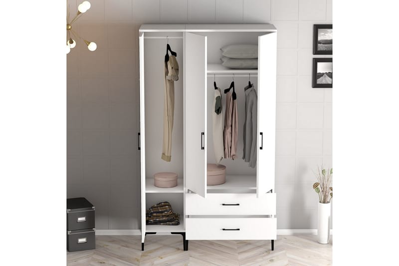 Kumsal Garderobe 120 cm - Hvid - Opbevaring - Tøjopbevaring - Garderobeskabe