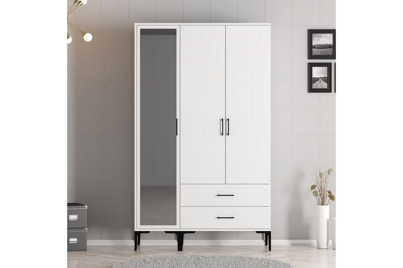 Kumsal Garderobe 120 cm - Hvid - Opbevaring - Tøjopbevaring - Garderobeskabe