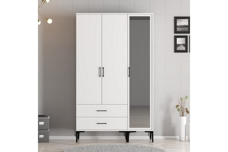 Kumsal Garderobe 120 cm - Hvid - Opbevaring - Tøjopbevaring - Garderobeskabe