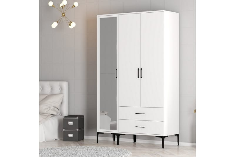 Kumsal Garderobe 120 cm - Hvid - Opbevaring - Tøjopbevaring - Garderobeskabe