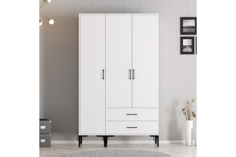 Kumsal Garderobe 120 cm - Hvid - Opbevaring - Tøjopbevaring - Garderobeskabe