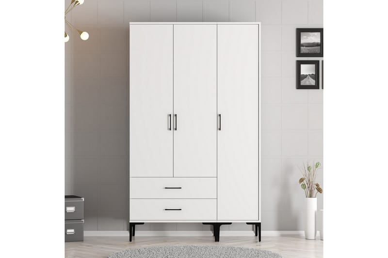 Kumsal Garderobe 120 cm - Hvid - Opbevaring - Tøjopbevaring - Garderobeskabe