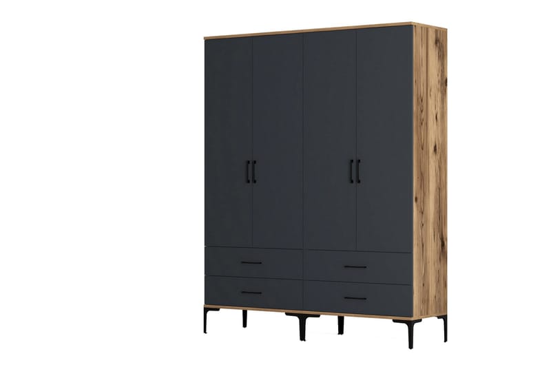 Kumsal Garderobe 160 cm - Antracit - Opbevaring - Tøjopbevaring - Garderobeskabe