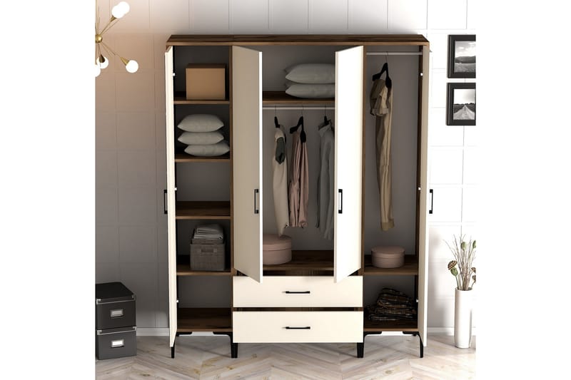 Kumsal Garderobe 160 cm - Cream - Opbevaring - Tøjopbevaring - Garderobeskabe