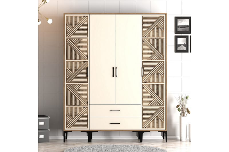 Kumsal Garderobe 160 cm - Cream - Opbevaring - Tøjopbevaring - Garderobeskabe