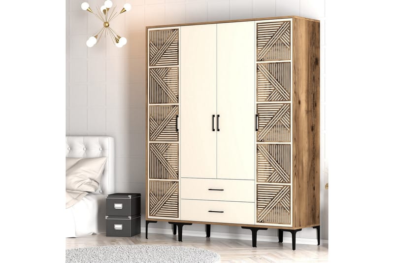 Kumsal Garderobe 160 cm - Cream - Opbevaring - Tøjopbevaring - Garderobeskabe