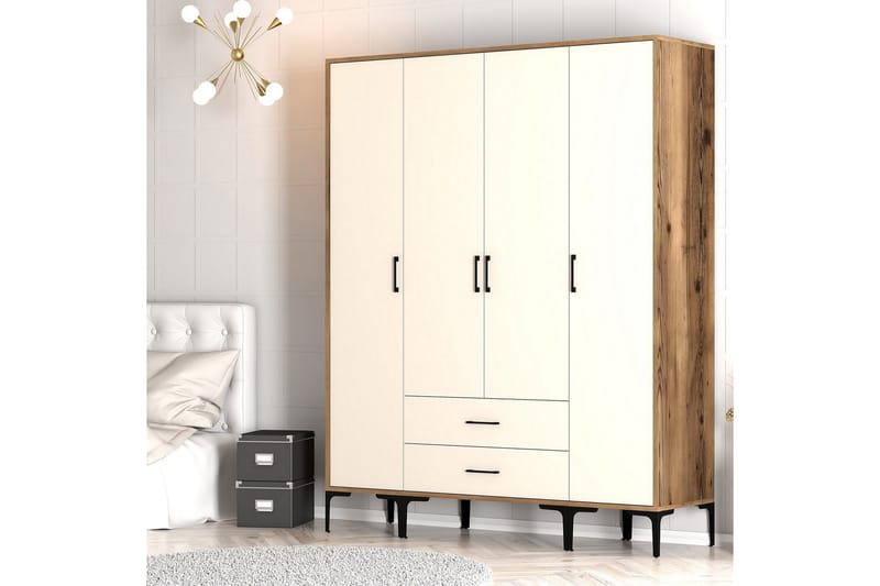 Kumsal Garderobe 160 cm - Cream - Opbevaring - Tøjopbevaring - Garderobeskabe