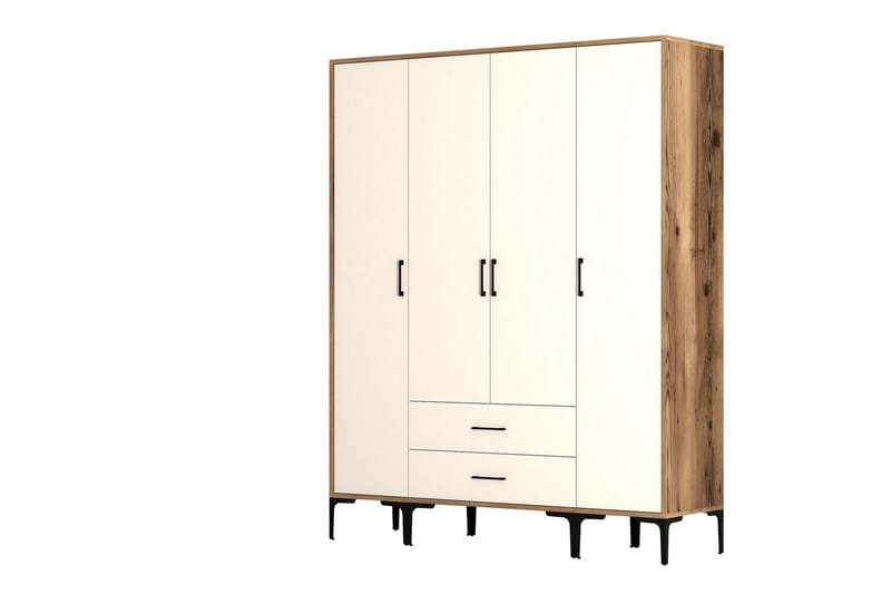 Kumsal Garderobe 160 cm - Cream - Opbevaring - Tøjopbevaring - Garderobeskabe