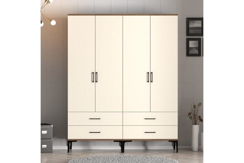 Kumsal Garderobe 160 cm - Cream - Opbevaring - Tøjopbevaring - Garderobeskabe