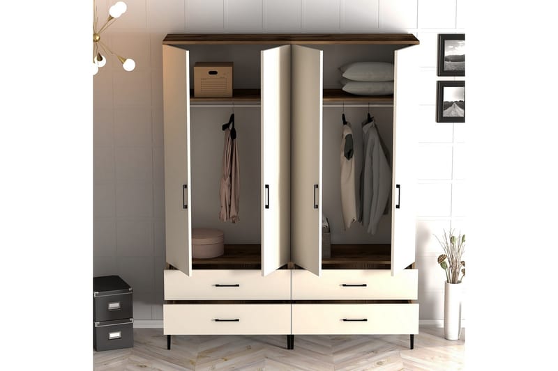 Kumsal Garderobe 160 cm - Cream - Opbevaring - Tøjopbevaring - Garderobeskabe