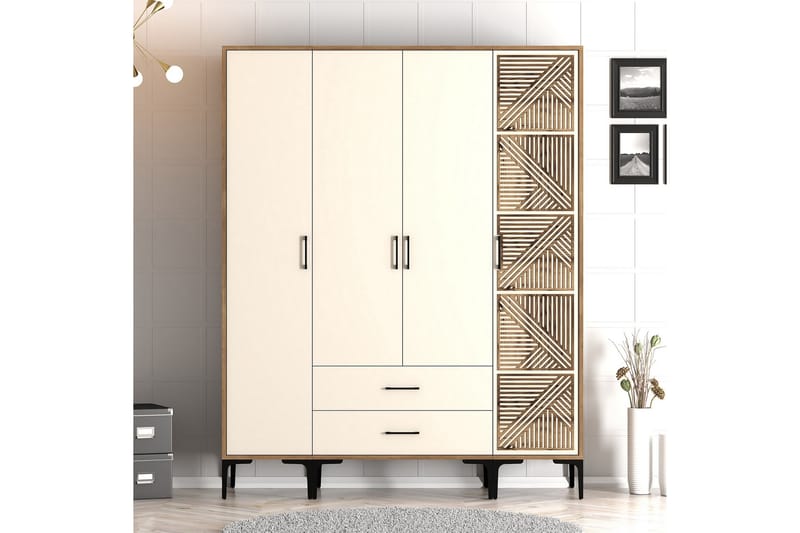 Kumsal Garderobe 160 cm - Cream - Opbevaring - Tøjopbevaring - Garderobeskabe