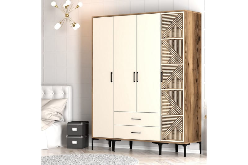 Kumsal Garderobe 160 cm - Cream - Opbevaring - Tøjopbevaring - Garderobeskabe