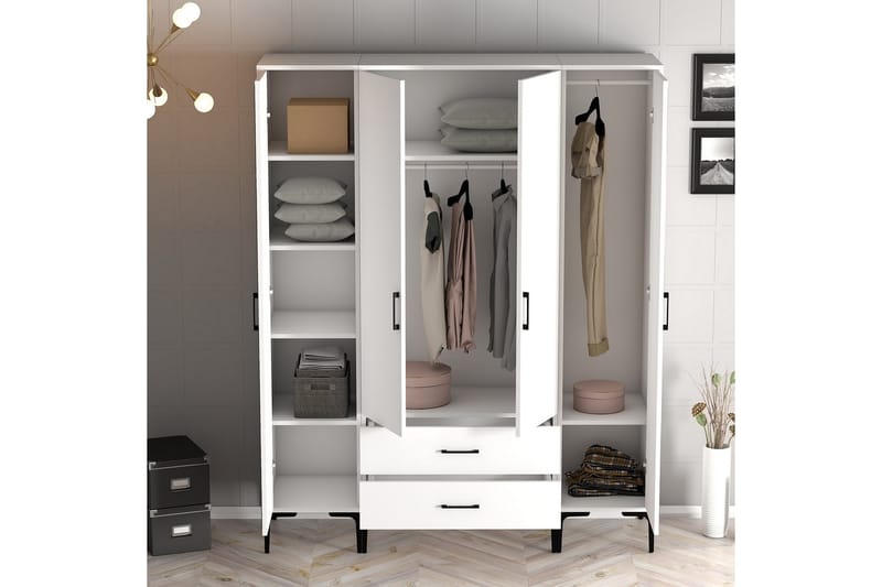 Kumsal Garderobe 160 cm - Hvid - Opbevaring - Tøjopbevaring - Garderobeskabe