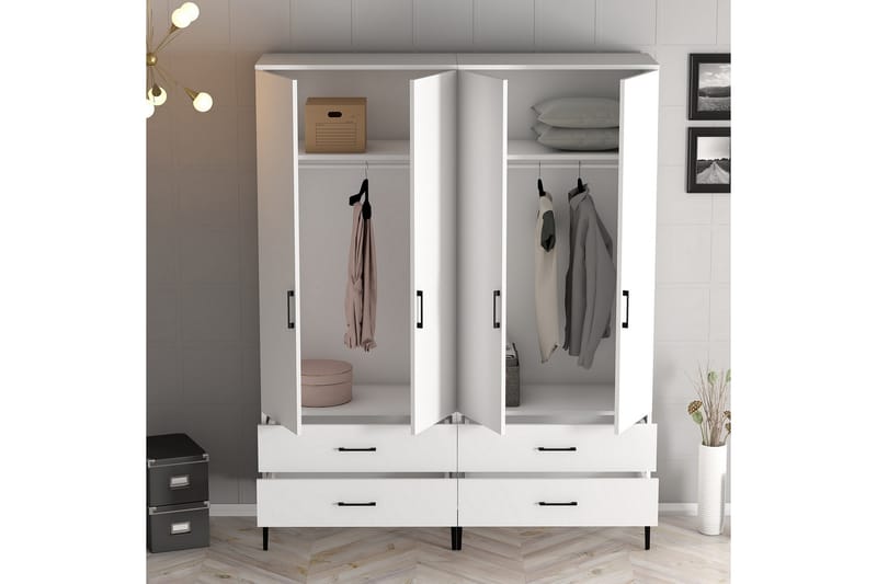 Kumsal Garderobe 160 cm - Hvid - Opbevaring - Tøjopbevaring - Garderobeskabe