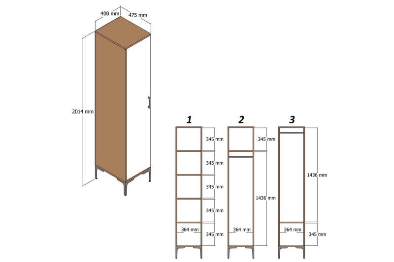 Kumsal Garderobe 40 cm - Hvid - Opbevaring - Tøjopbevaring - Garderobeskabe