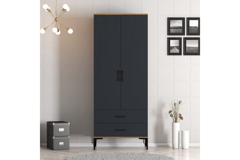 Kumsal Garderobe 80 cm - Antracit - Opbevaring - Tøjopbevaring - Garderobeskabe