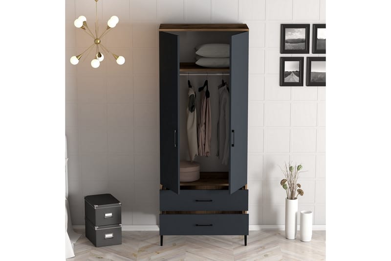 Kumsal Garderobe 80 cm - Antracit - Opbevaring - Tøjopbevaring - Garderobeskabe