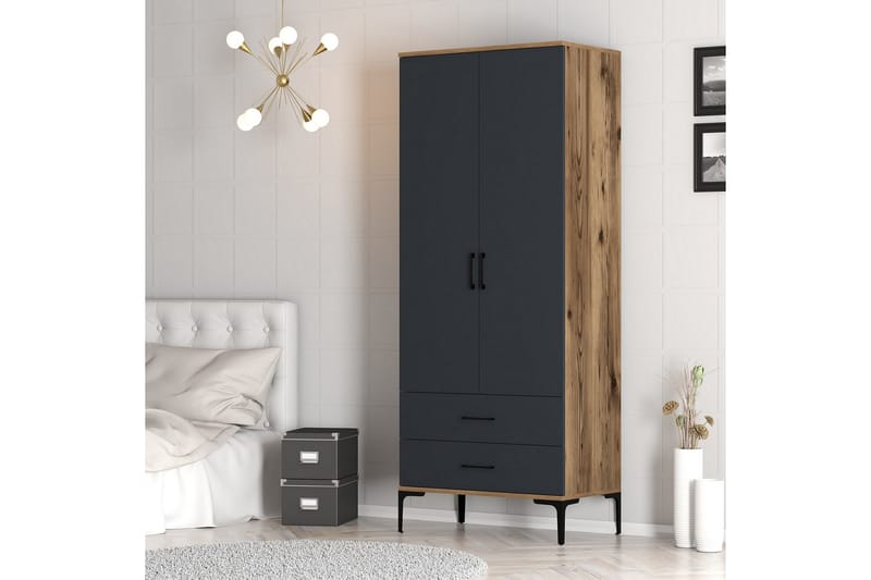 Kumsal Garderobe 80 cm - Antracit - Opbevaring - Tøjopbevaring - Garderobeskabe