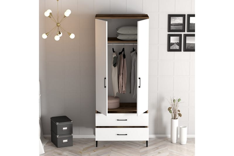 Kumsal Garderobe 80 cm - Brun/Hvid - Opbevaring - Tøjopbevaring - Garderobeskabe