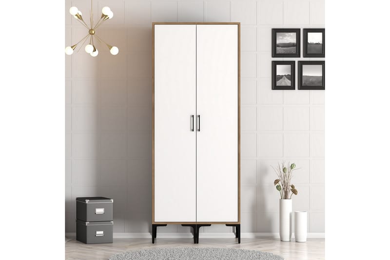 Kumsal Garderobe 80 cm - Brun/Hvid - Opbevaring - Tøjopbevaring - Garderobeskabe