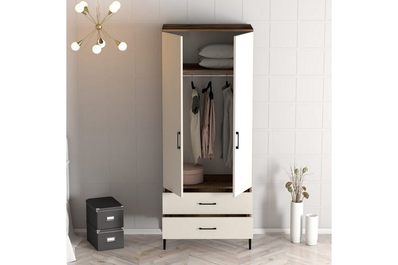 Kumsal Garderobe 80 cm - Cream - Opbevaring - Tøjopbevaring - Garderobeskabe