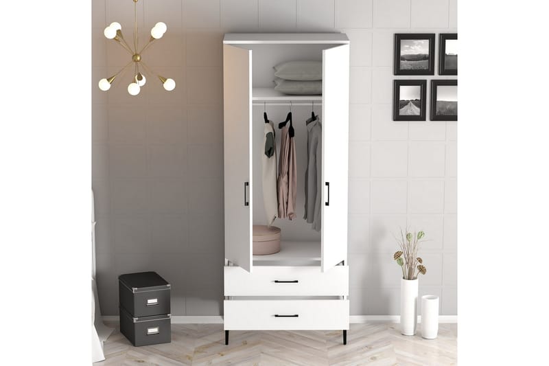 Kumsal Garderobe 80 cm - Hvid - Opbevaring - Tøjopbevaring - Garderobeskabe