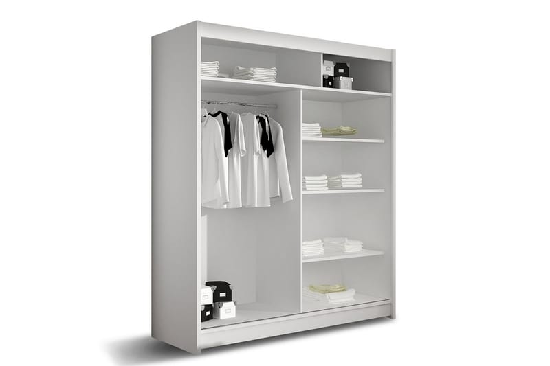 Leila Garderobe med Spejl 150x200 cm - Beige - Opbevaring - Tøjopbevaring - Garderobeskabe