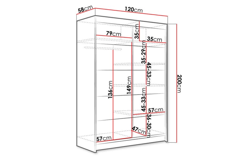 Liverpool Garderobe 120x200 cm - Beige - Opbevaring - Tøjopbevaring - Garderobeskabe