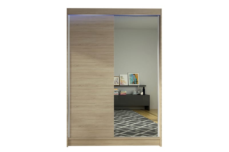 Liverpool Garderobe med Spejl 120x200 cm - Beige - Opbevaring - Tøjopbevaring - Garderobeskabe