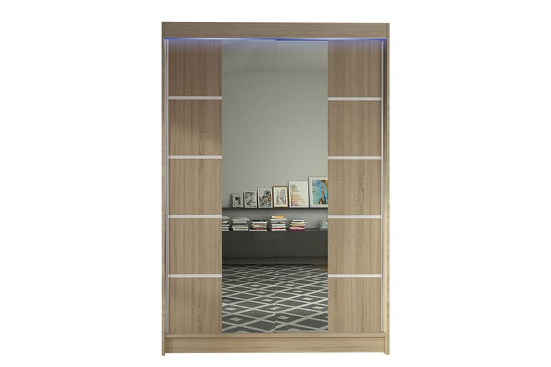 Liverpool Garderobe med Spejl 120x200 cm - Beige - Opbevaring - Tøjopbevaring - Garderobeskabe