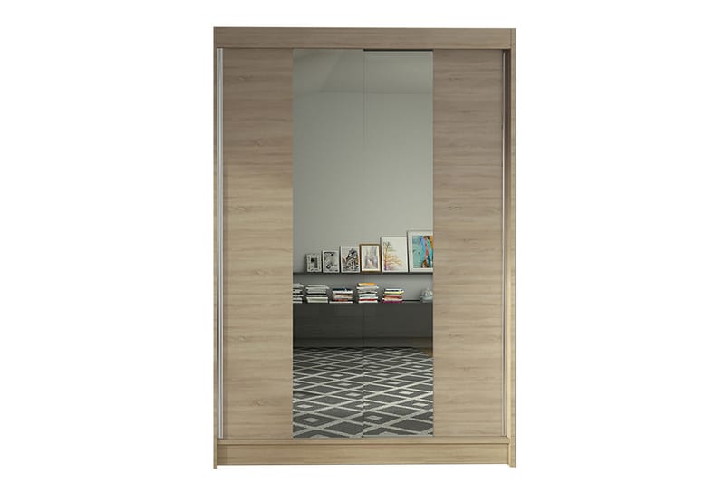 Liverpool Garderobe med Spejl 120x200 cm - Beige - Opbevaring - Tøjopbevaring - Garderobeskabe