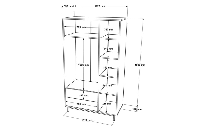 Liyakat Garderobe 112,2 cm - Oak - Opbevaring - Tøjopbevaring - Garderobeskabe