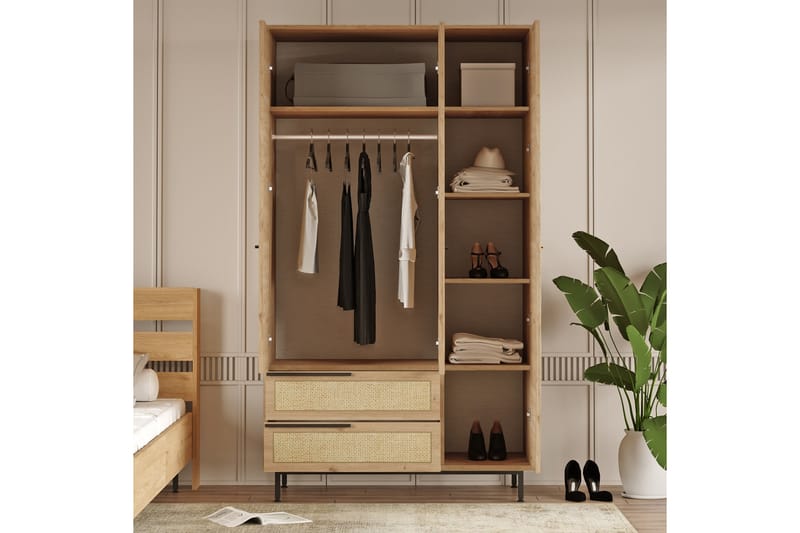 Liyakat Garderobe 112,2 cm - Oak - Opbevaring - Tøjopbevaring - Garderobeskabe