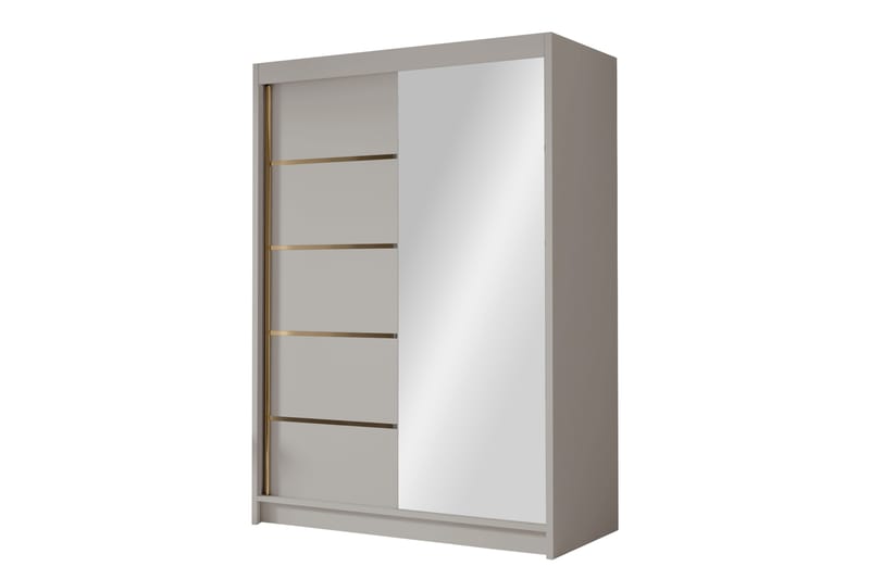 Lungos Garderobe med Spejl 120x200 cm - Beige - Opbevaring - Tøjopbevaring - Garderobeskabe