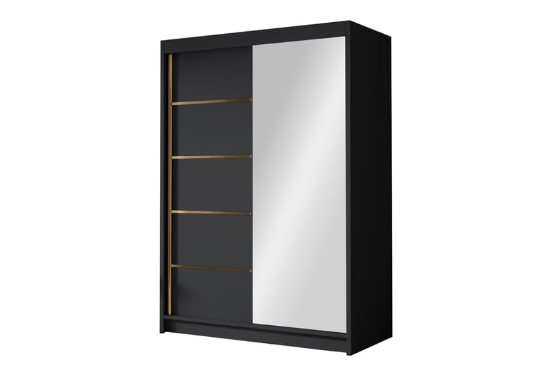 Lungos Garderobe med Spejl 120x200 cm - Sort - Opbevaring - Tøjopbevaring - Garderobeskabe